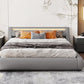 Grey Faux Leather Hydraulic System w LED Queen Size