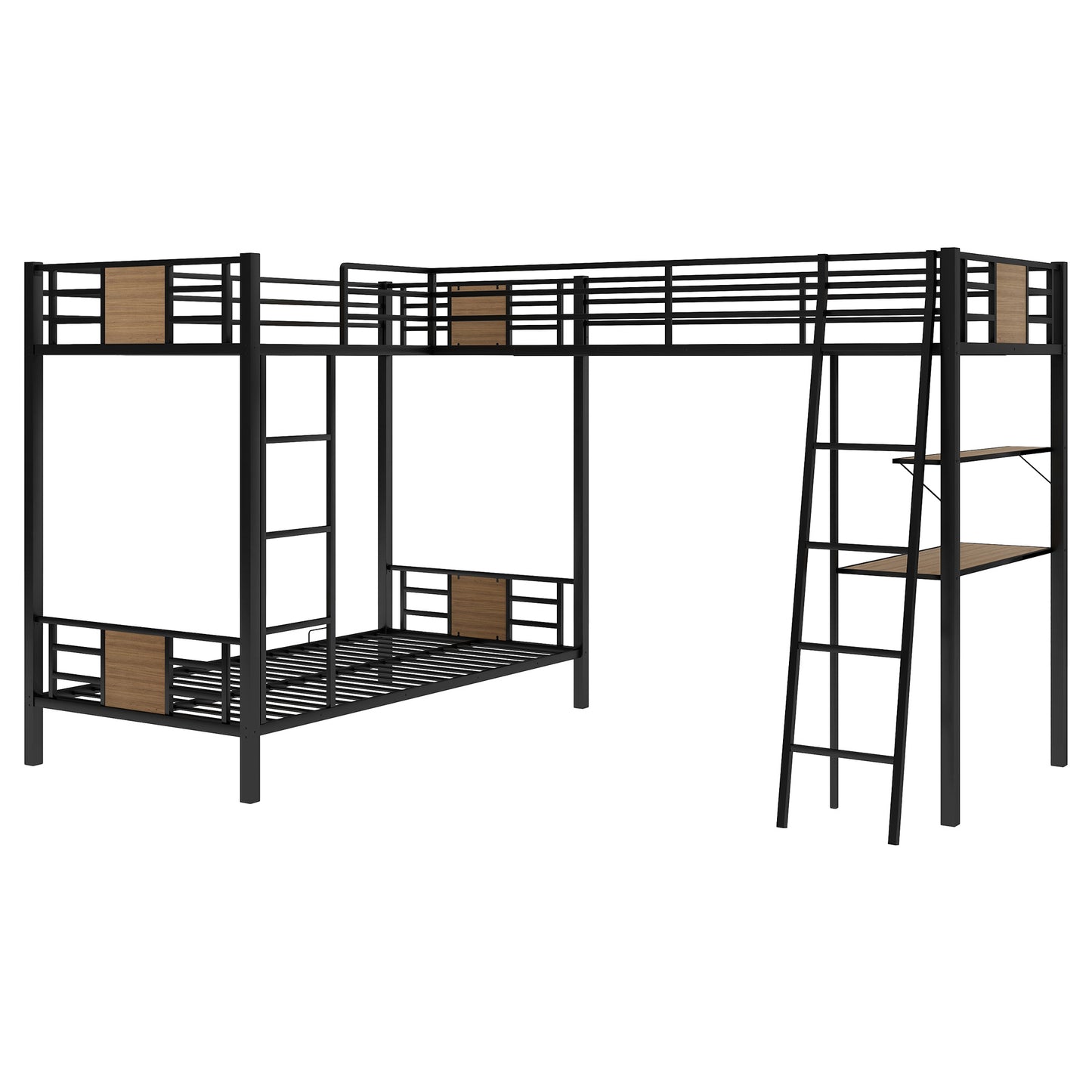 L-Shaped Twin over Twin Bunk Bed