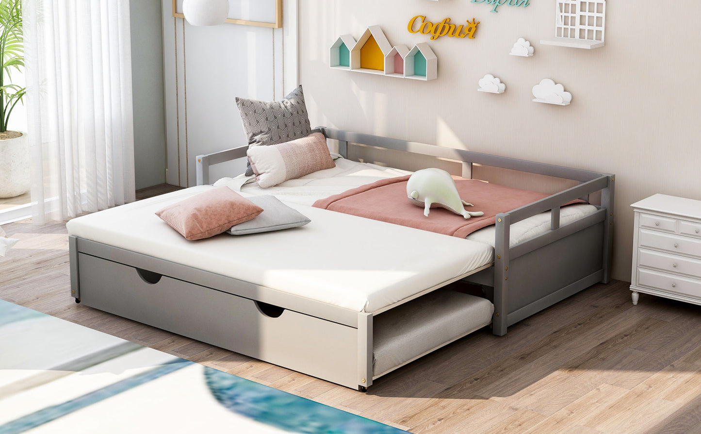 White King Size Daybed with Trundle