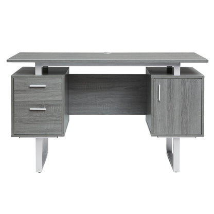 Modern Office Desk with Storage; Grey