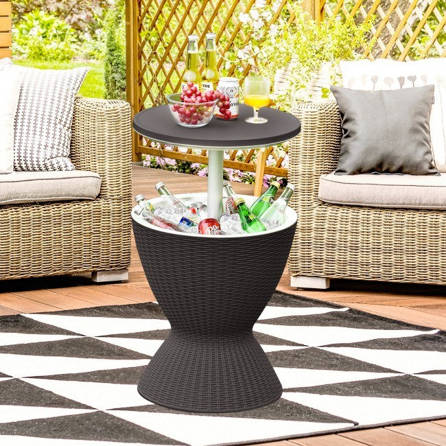 3 in 1 8 Gallon  Rattan Cooler Bar Table