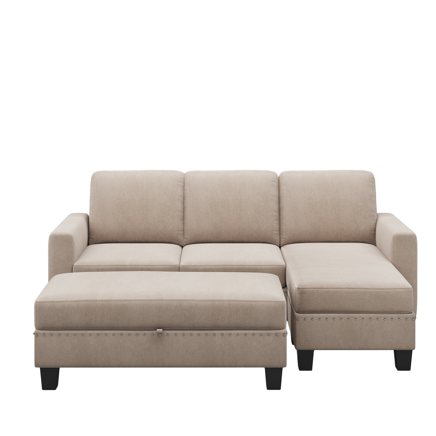 Reversible Sectional Couch with Storage Ottoman