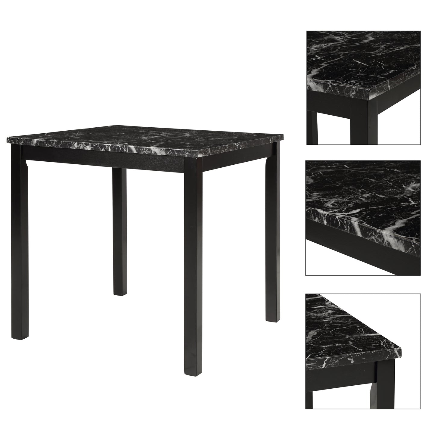 5-Piece Kitchen Table Set Faux Marble Top