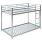 Twin over Twin Metal Bunk Bed; Silver