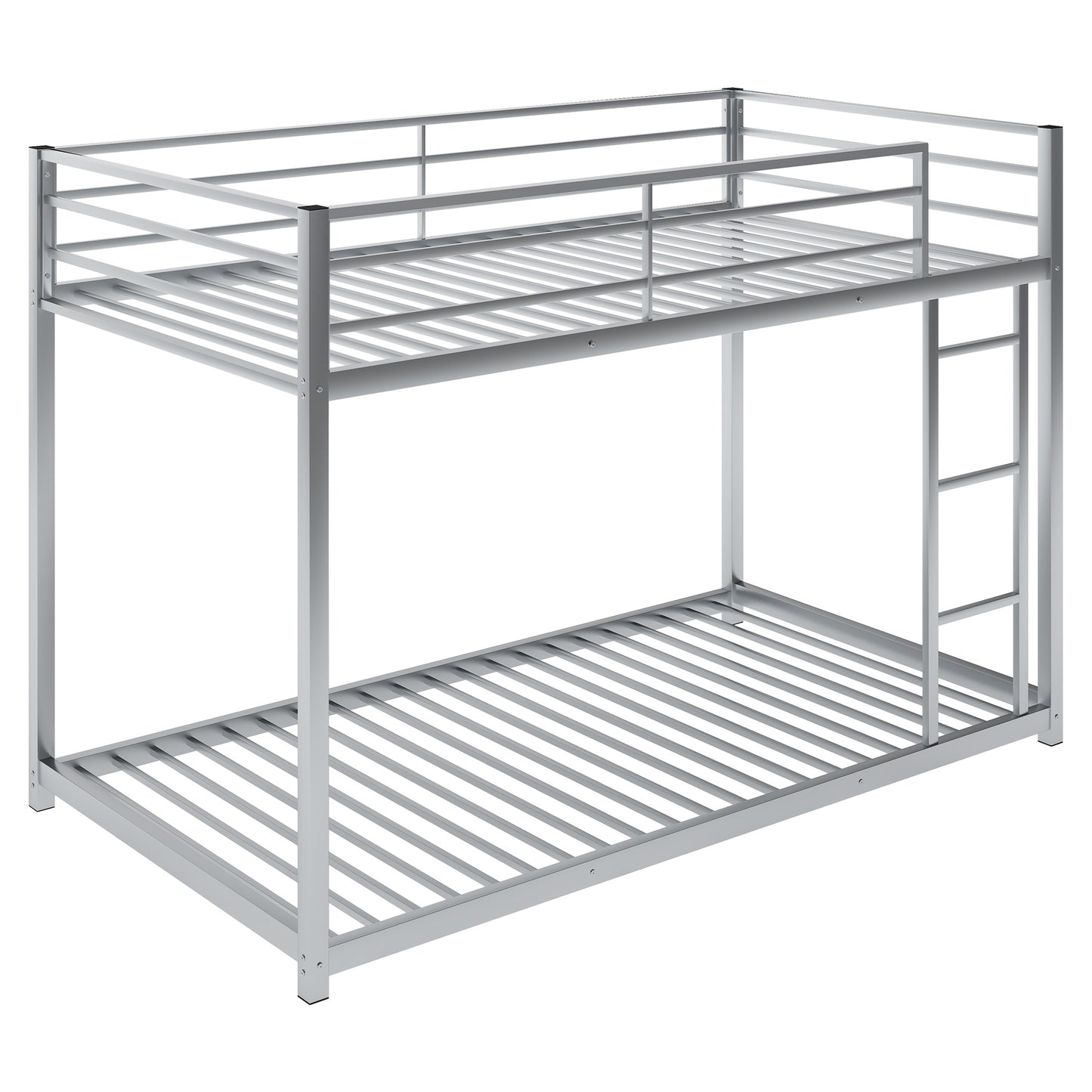 Twin over Twin Metal Bunk Bed; Silver