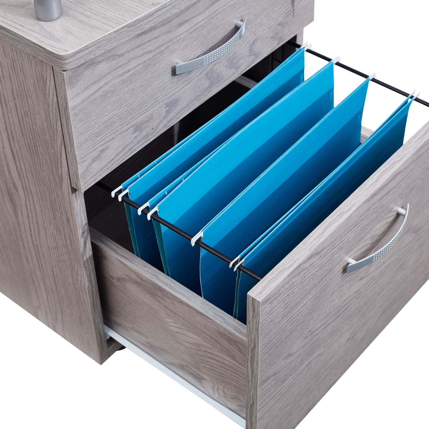 Rolling File Cabinet with Glass Top