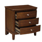 Dark Cherry Finish Nightstand of 3x Drawers w/ Satin Nickel Tone Knobs