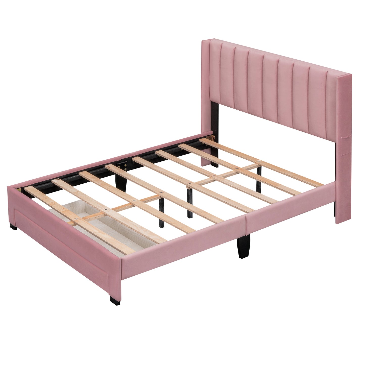 Full Size Storage Bed Velvet  Pink