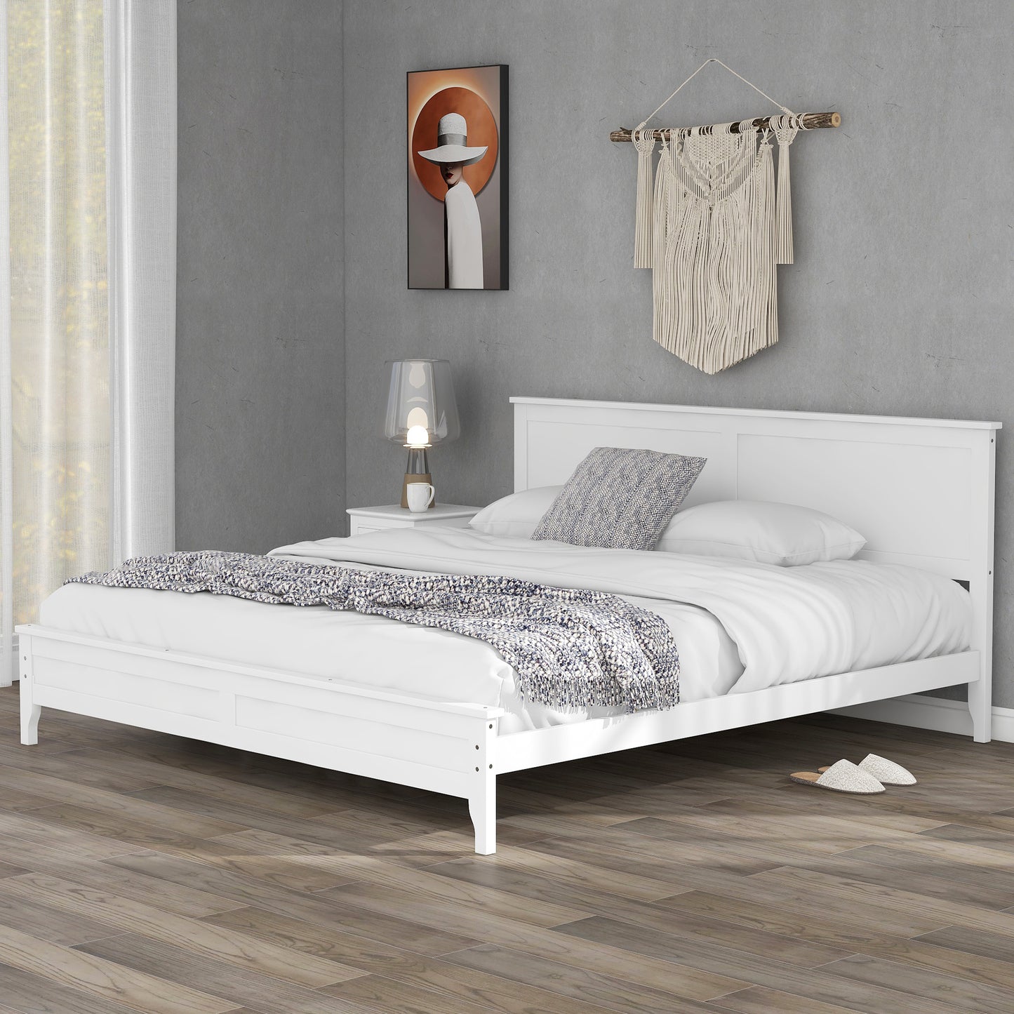 Modern  Solid Wood King Platform Bed