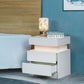 Modern White Nightstand with LED Light