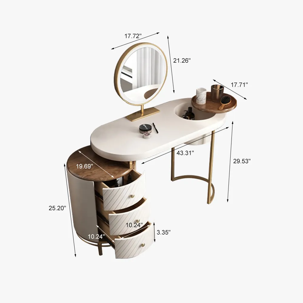 Modern Makeup Vanity Table With LED Lighted Mirror