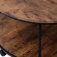 Round Coffee Table with Caster Wheels and Wood Textured Surface