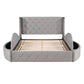 Queen Velvet Bed 1 Big Drawer; 2 Side Storage Stool