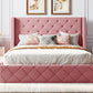 Queen Velvet Bed 1 Big Drawer; 2 Side Storage Stool