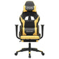 Gaming Chair with Footrest Black and Gold Faux Leather