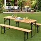 3 Pieces Folding Wooden Picnic Table Bench Set