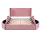 Queen Velvet Bed 1 Big Drawer; 2 Side Storage Stool