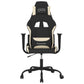 Gaming Chair with Footrest Black and Cream Fabric