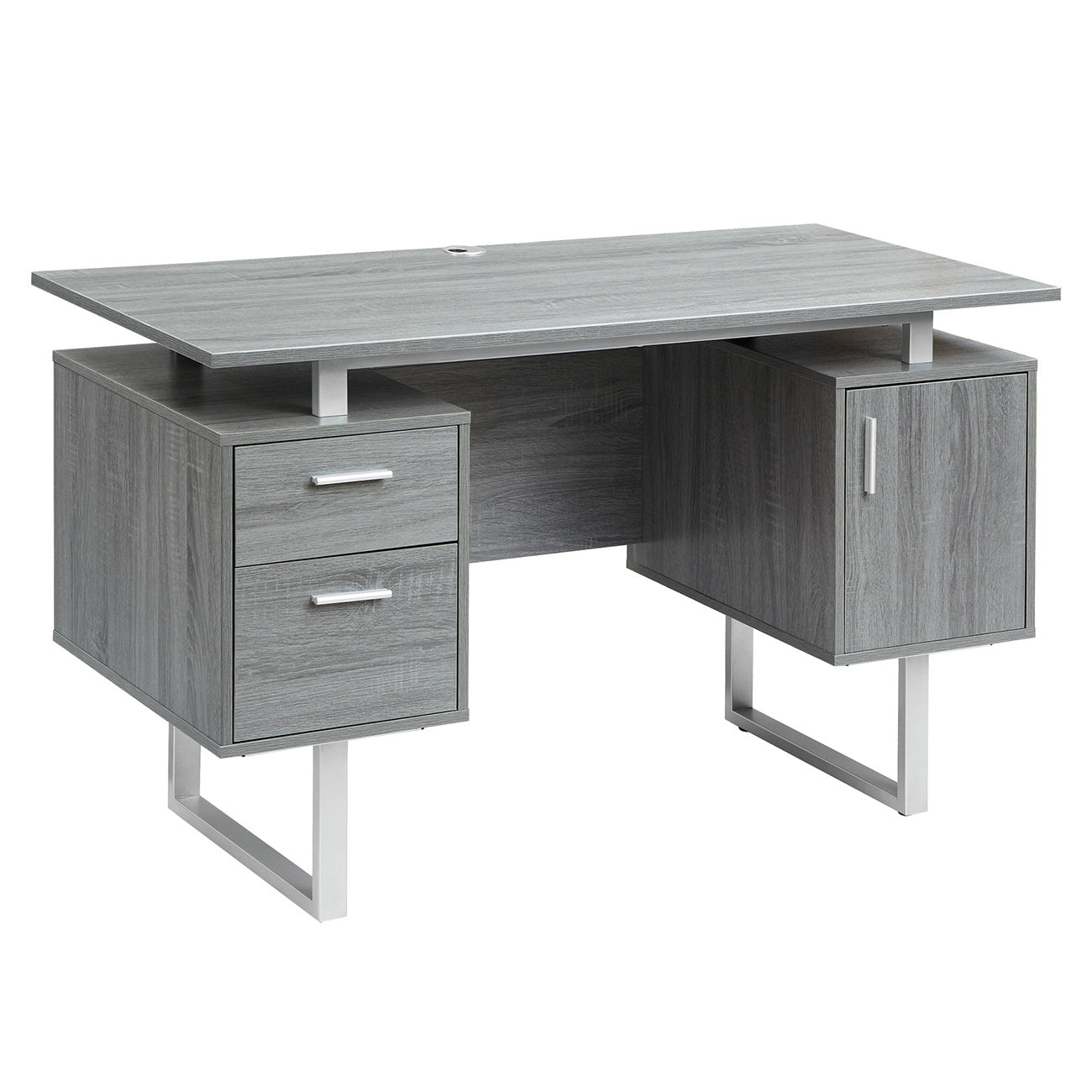 Modern Office Desk with Storage; Grey