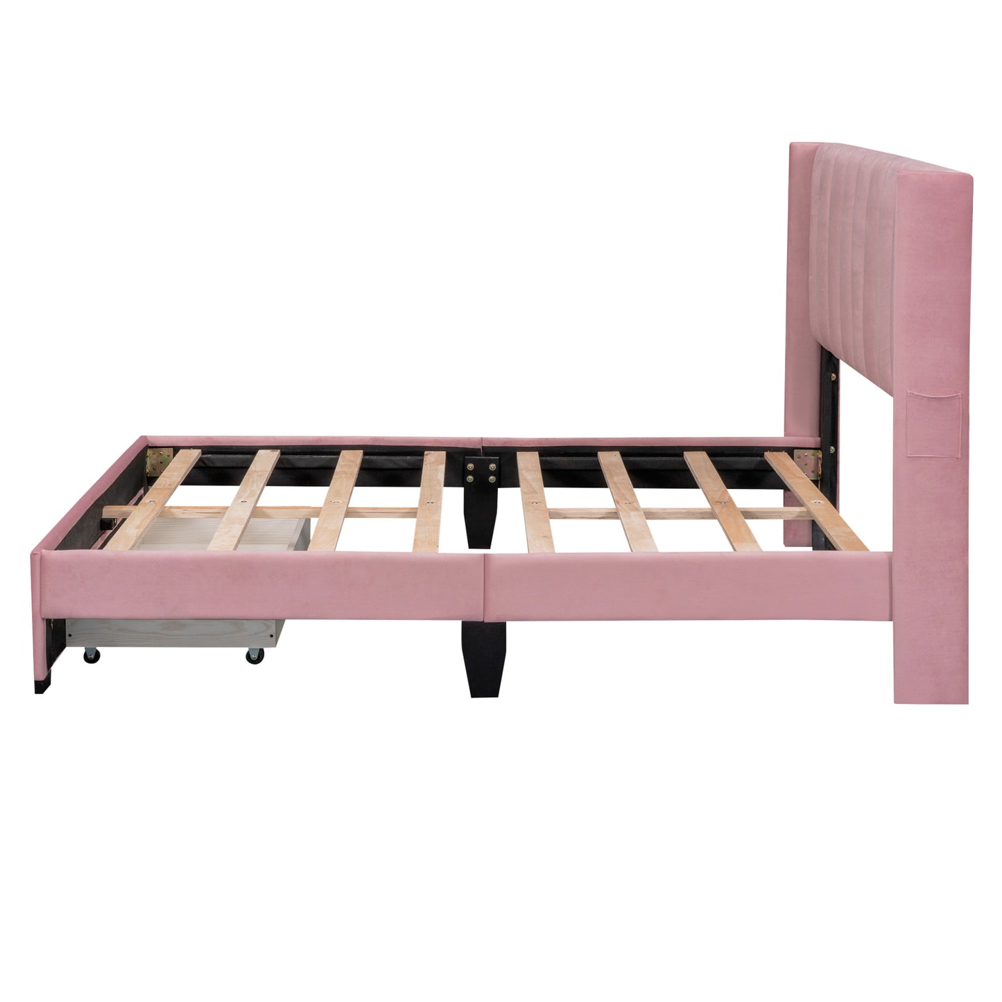 Full Size Storage Bed Velvet  Pink