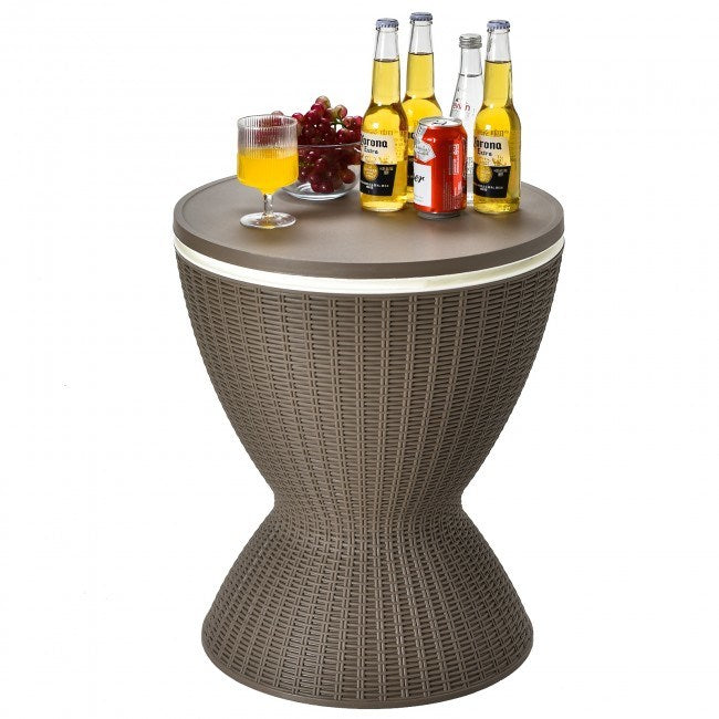 3 in 1 8 Gallon  Rattan Cooler Bar Table