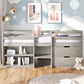 Twin size Loft Bed with Two Shelves and Two drawers (Antique Gray)