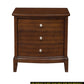 Dark Cherry Finish Nightstand of 3x Drawers w/ Satin Nickel Tone Knobs