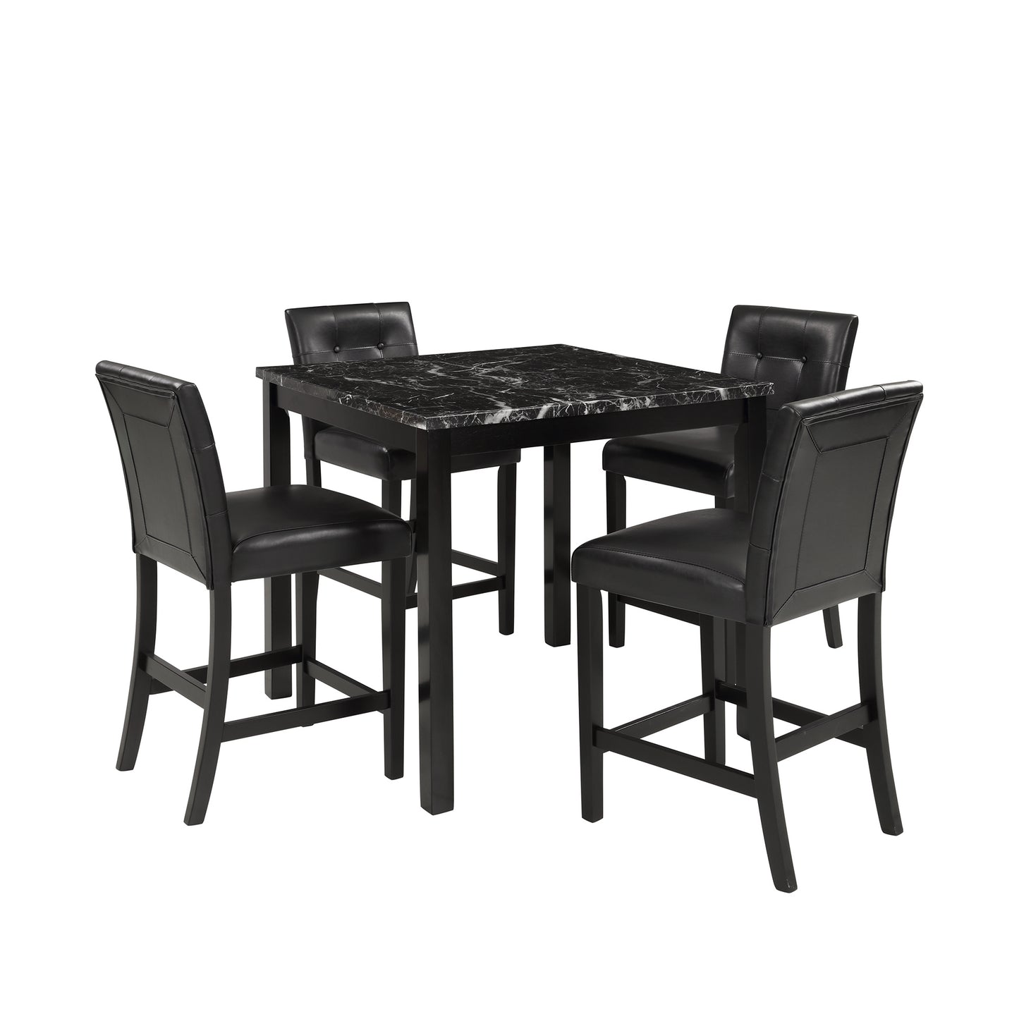 5-Piece Kitchen Table Set Faux Marble Top