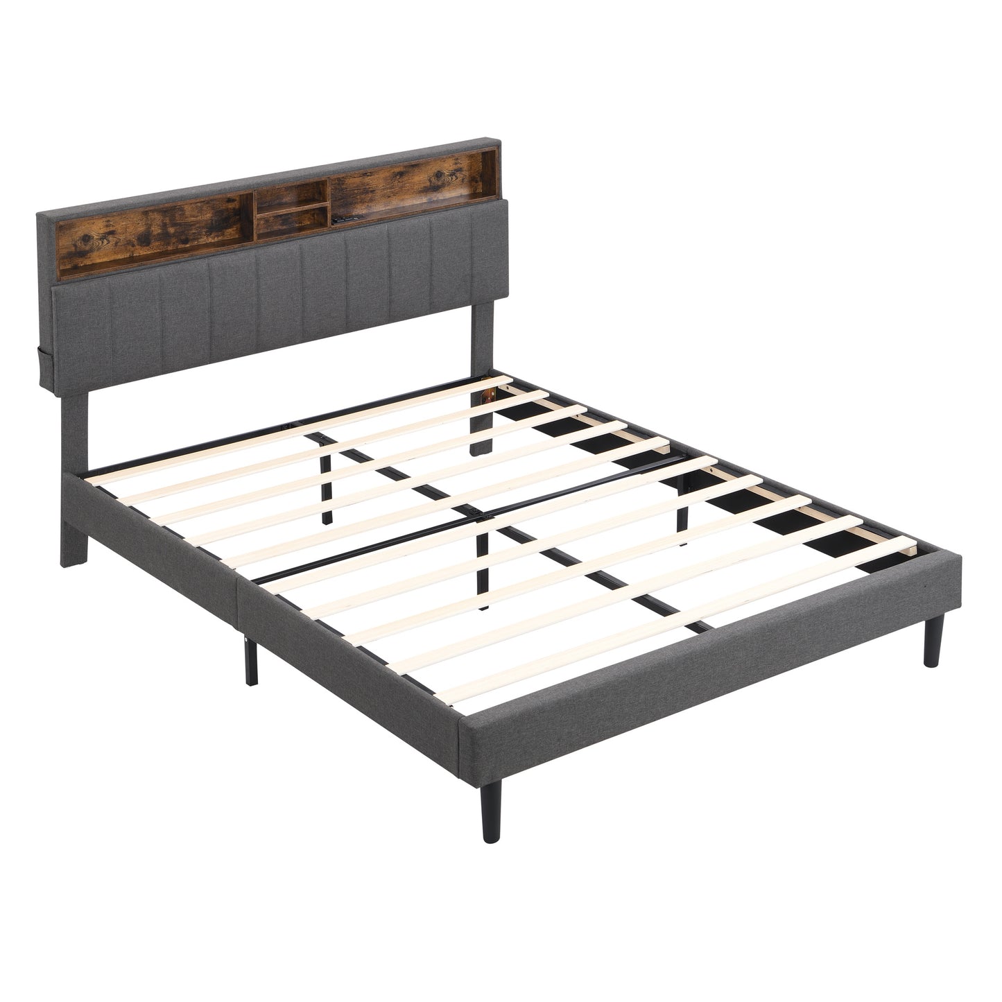 Queen Size Storage Headboard and USB Port bed frame