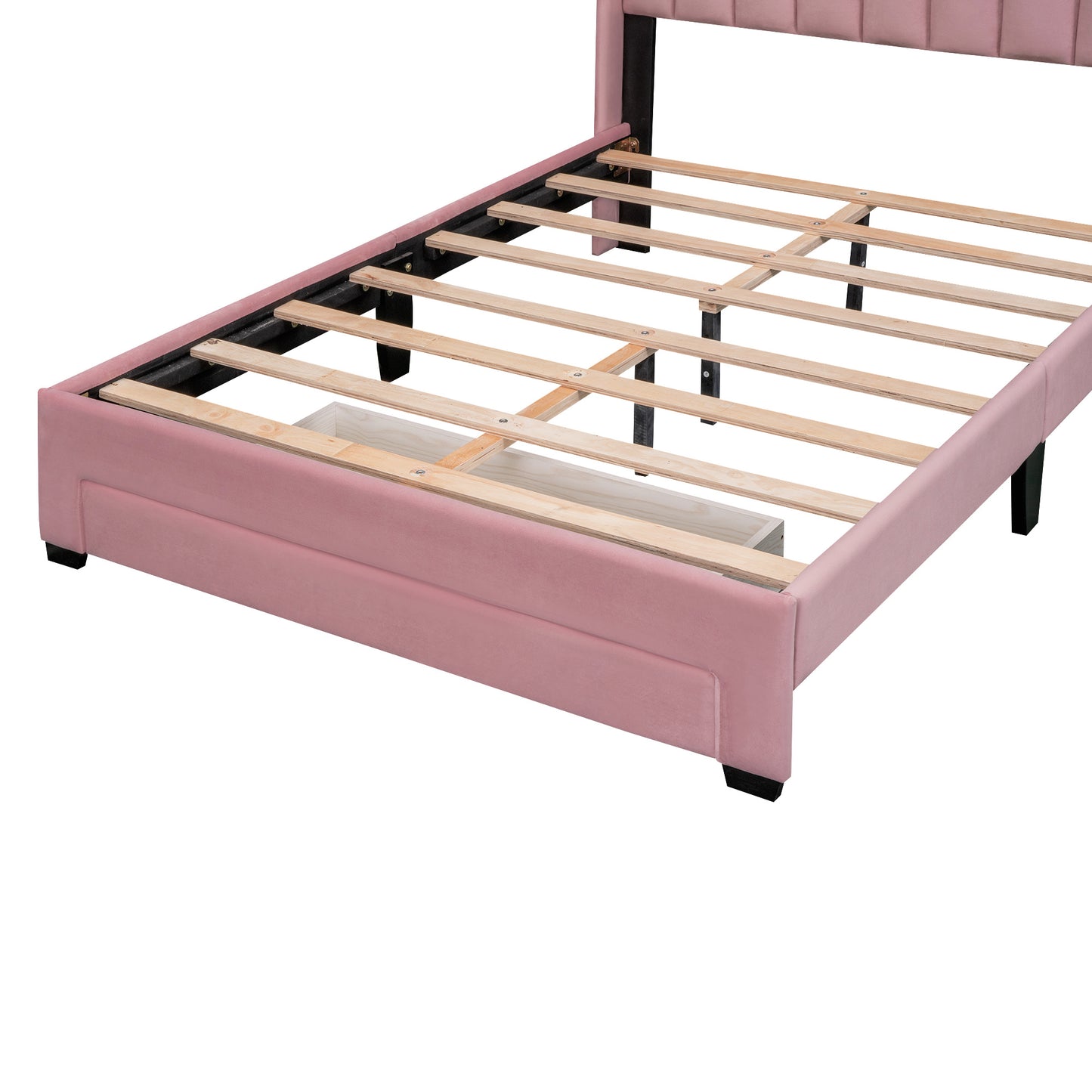 Full Size Storage Bed Velvet  Pink