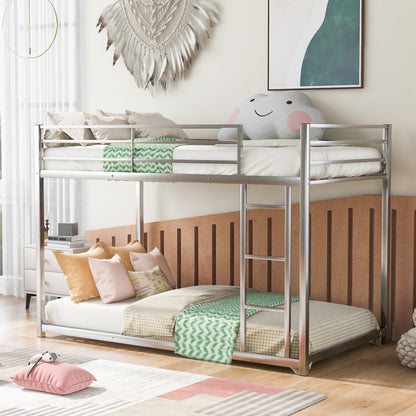 Twin over Twin Metal Bunk Bed; Silver