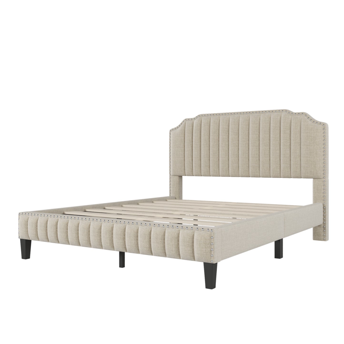 Curved Upholstered Platform Bed