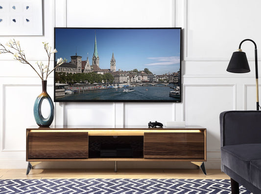 TV stand with LED, in Walnut