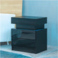 Modern Wood Black Nightstand with LED Light