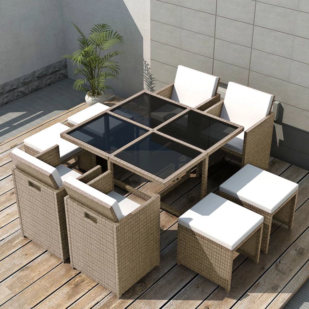 9 Piece Outdoor Dining Set with Cushions