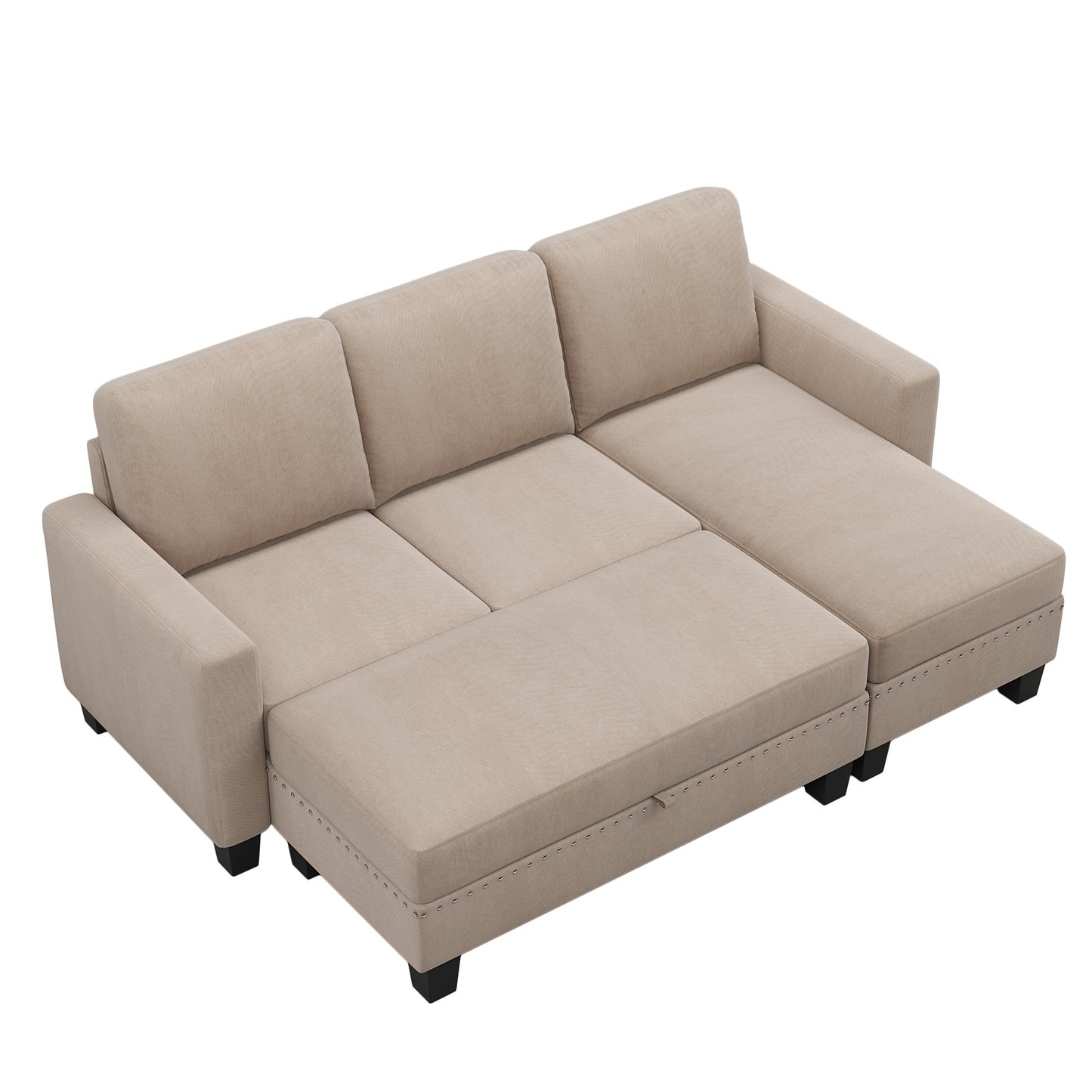 Reversible Sectional Couch with Storage Ottoman