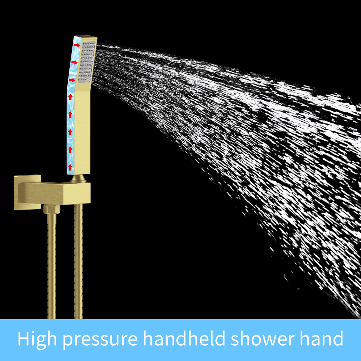 Brushed Gold Finish combo 12" Rainfall Shower Head+ hand