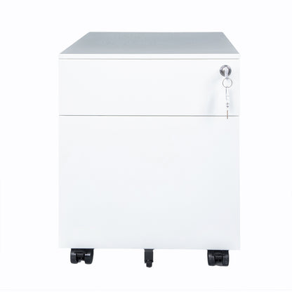 2 Drawer Mobile File Cabinet with Lock white