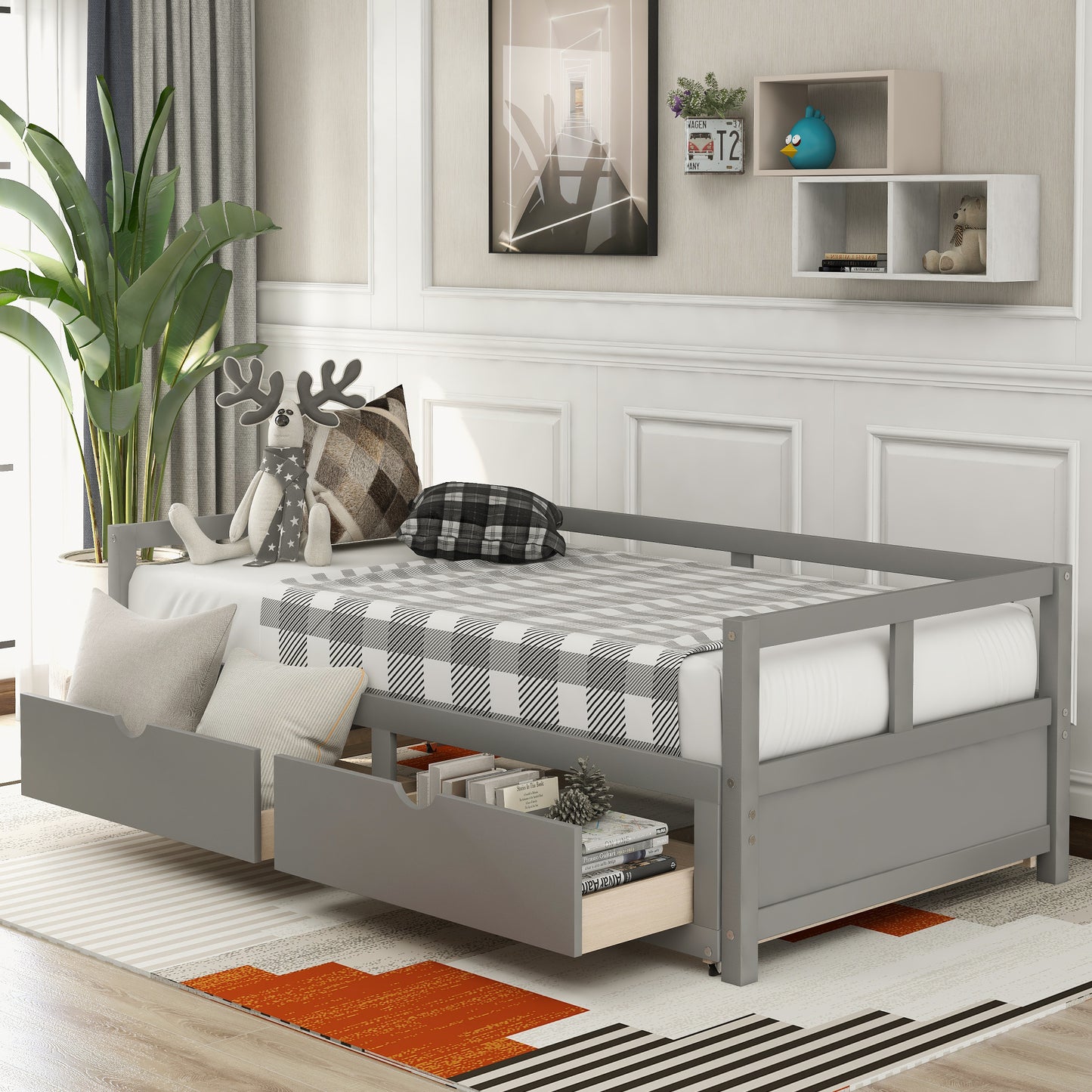 Wooden Kingsize Daybed with Trundle