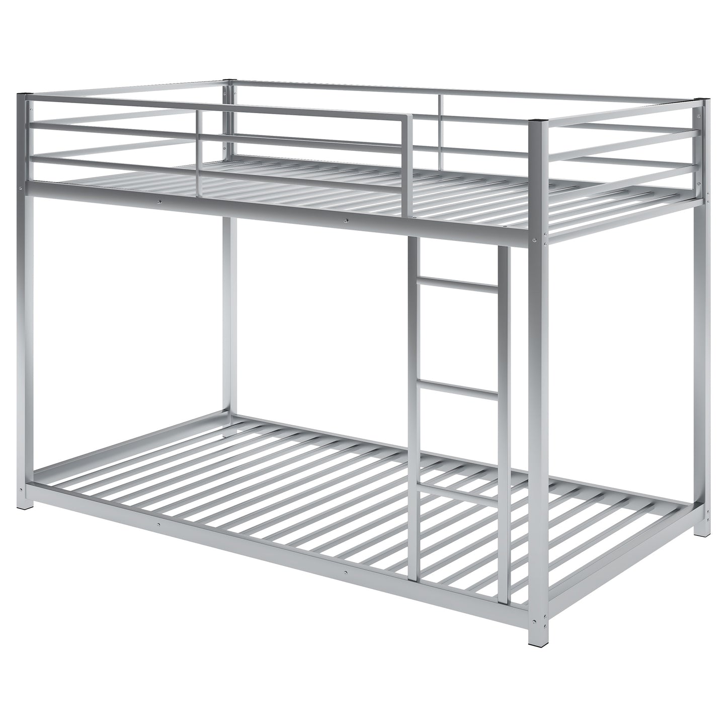 Twin over Twin Metal Bunk Bed; Silver