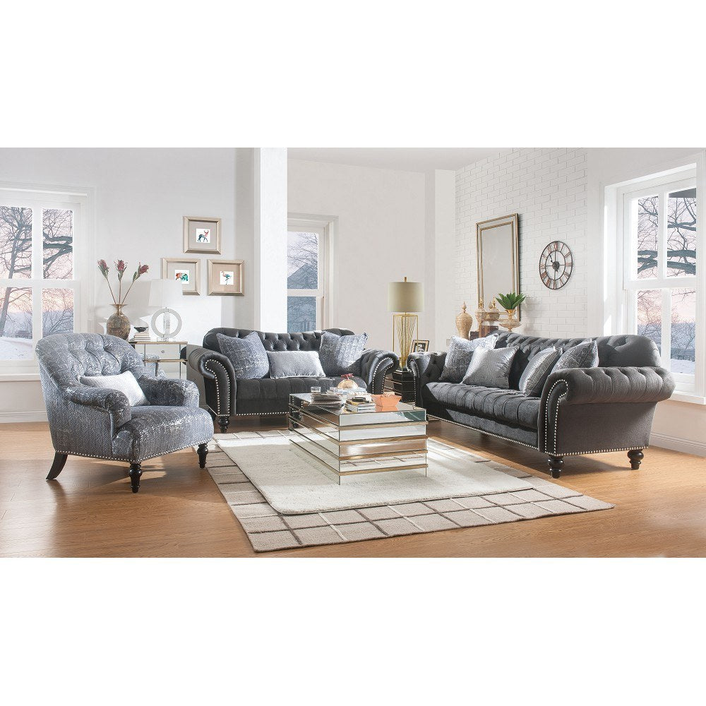 Gaura Sofa w/4 Pillows in Dark Gray Velvet