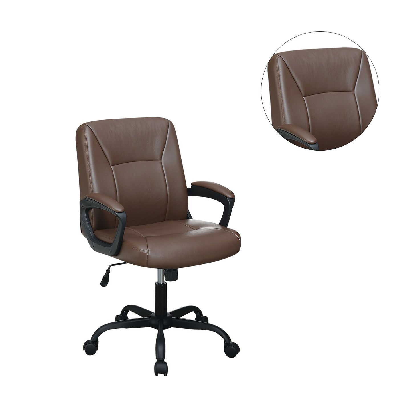 Office Chair with Padded Armrests; Brown