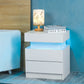 Modern White Nightstand with LED Light