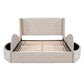 Queen Velvet Bed 1 Big Drawer; 2 Side Storage Stool