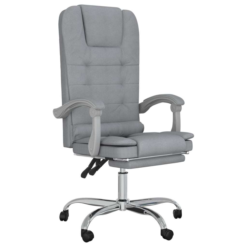 Massage Reclining Office Chair Light Gray Fabric