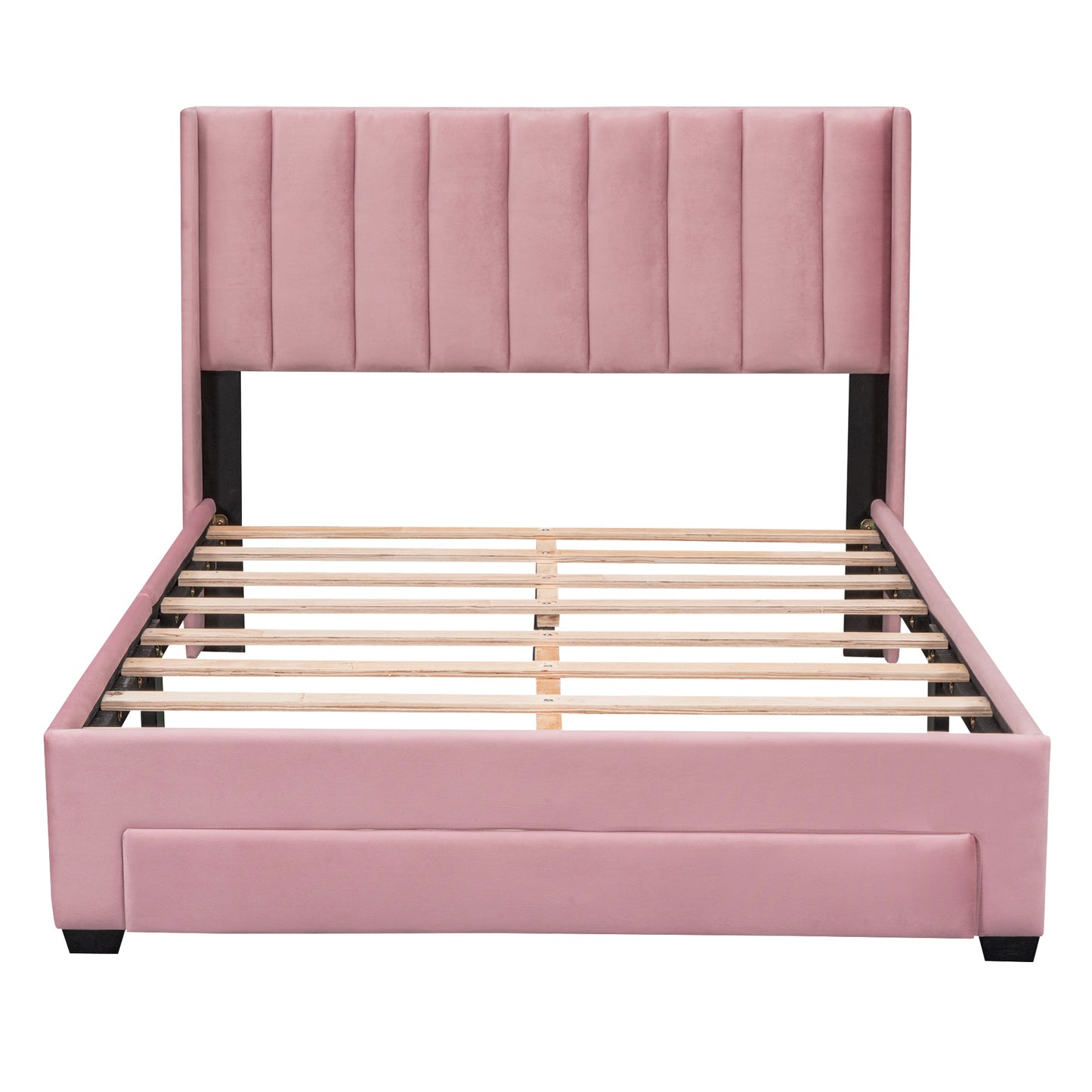 Full Size Storage Bed Velvet  Pink