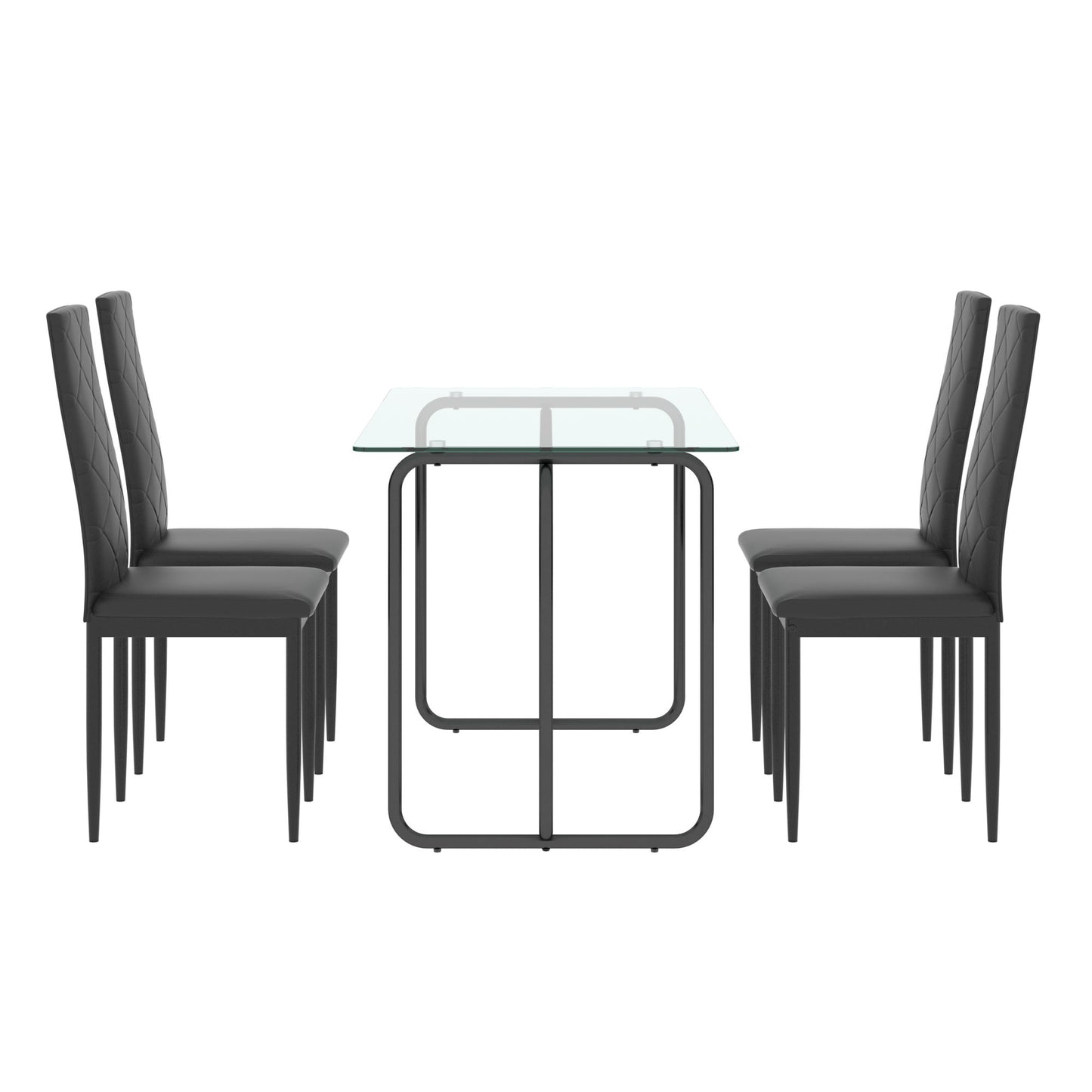 5-piece Rectangle Dining Table w/ Tempered Glass