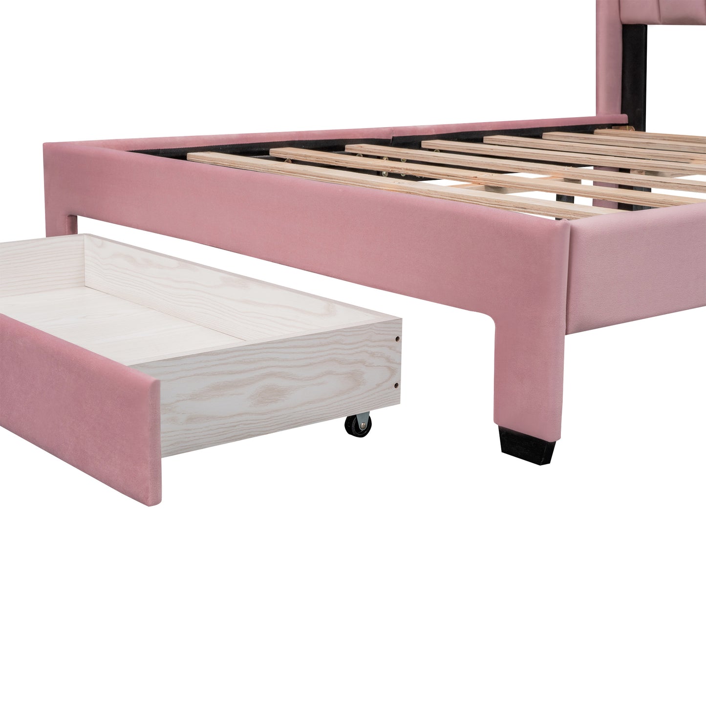 Full Size Storage Bed Velvet  Pink