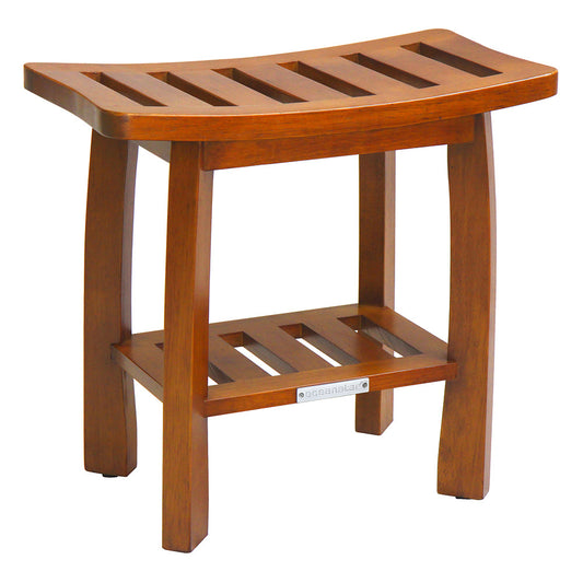 Oceanstar Wood Shower Bench with Storage Shelf