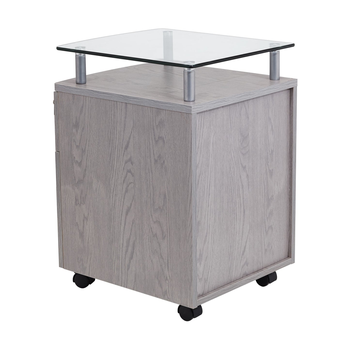 Rolling File Cabinet with Glass Top